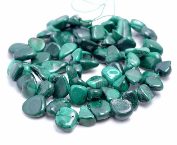 8-10mm  Malachite Gemstone Pebble Nugget Chip Loose Beads 15.5 Inch  (80002129-a7)
