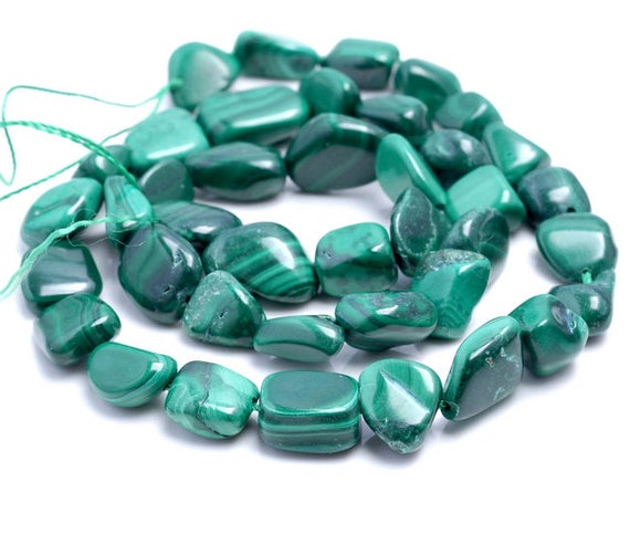 8-9mm Green Malachite Gemstone Pebble Nugget Granule Loose Beads 15 Inch Full Strand (80002189-a2)
