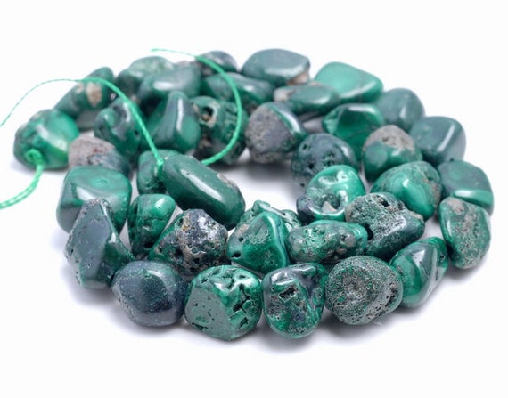 9-10mm  Malachite Gemstone Grade Ab Pebble Nugget Granule Loose Beads 15.5 Inch Full Strand (80002190-a0)
