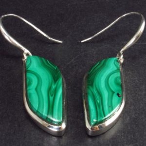 Shop Malachite Earrings! Queen of Green!! Rich Vivid Vibrant Green Malachite Dangling SS Earrings – 1.9" | Natural genuine Malachite earrings. Buy crystal jewelry, handmade handcrafted artisan jewelry for women.  Unique handmade gift ideas. #jewelry #beadedearrings #beadedjewelry #gift #shopping #handmadejewelry #fashion #style #product #earrings #affiliate #ad