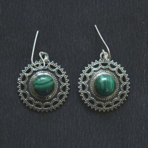 Shop Malachite Earrings! Malachite Silver Earring, Round handmade Earring, Dainty Earring, 925 Sterling silver Jewelry, Boho Earring, Gift For Her GNER 15 | Natural genuine Malachite earrings. Buy crystal jewelry, handmade handcrafted artisan jewelry for women.  Unique handmade gift ideas. #jewelry #beadedearrings #beadedjewelry #gift #shopping #handmadejewelry #fashion #style #product #earrings #affiliate #ad