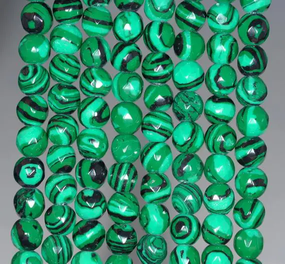 4mm Hedge Maze Malachite Gemstone Green Faceted Round 4mm Loose Beads 15.5 Inch Full Strand (90146392-154)