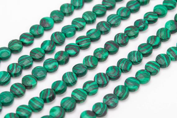 6mm Malachite Green Color Calsilica Beads Faceted Flat Round Button Grade Aaa Loose Beads 15" / 7.5" Bulk Lot Options (111641)