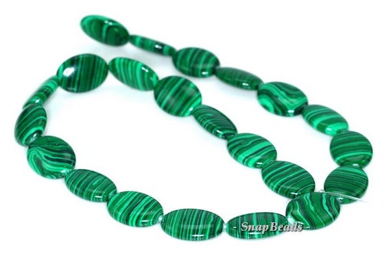Hedge Mazes Malachite Gemstone Green Oval 18x13mm Loose Beads 7 Inch Half Strand (90145141-218)