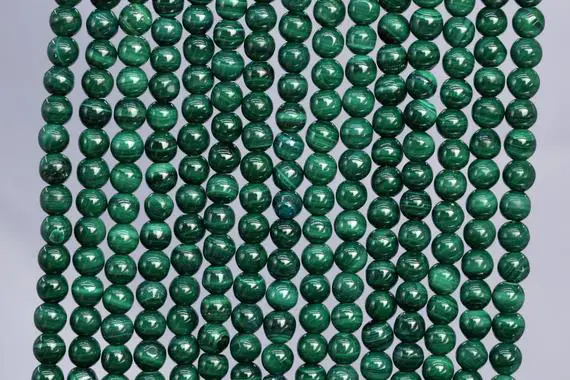 Genuine Natural Green Malachite Loose Beads Grade Aaa Round Shape 4mm