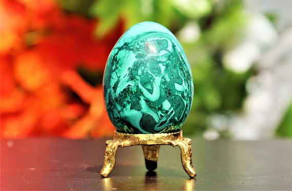 Chakra Balancing Green Malachite Crystal Egg - Small 60mm, Natural Healing Stone, Perfect For Metaphysical Practices & Gift