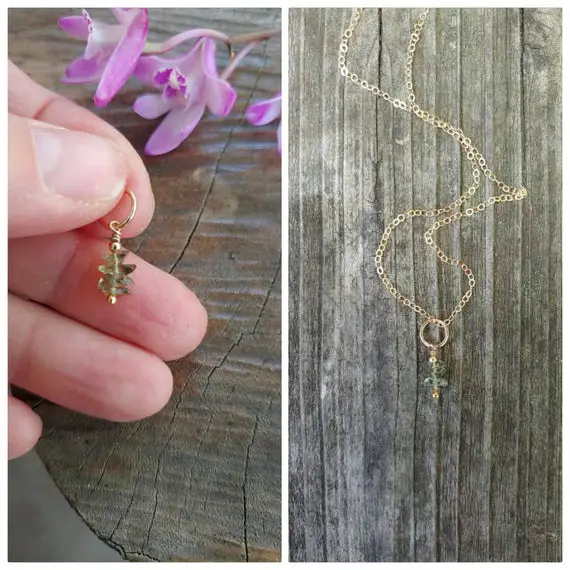 Chipped Moldavite Pendant Necklace. Tektite Necklace. Gold, Rose Gold Or Sterling Silver Available.
