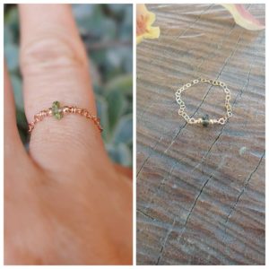 Real moldavite ring.  Moldavite chain ring. Minimalist ring. Gold moldavite ring. Silver moldavite. Rose gold moldavite ring | Natural genuine Moldavite rings, simple unique handcrafted gemstone rings. #rings #jewelry #shopping #gift #handmade #fashion #style #affiliate #ad