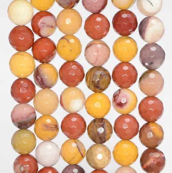 10mm Mookaite Gemstone Yellow Brown Faceted Round 10mm Loose Beads 7 Inch Half Strand (90144774-237)