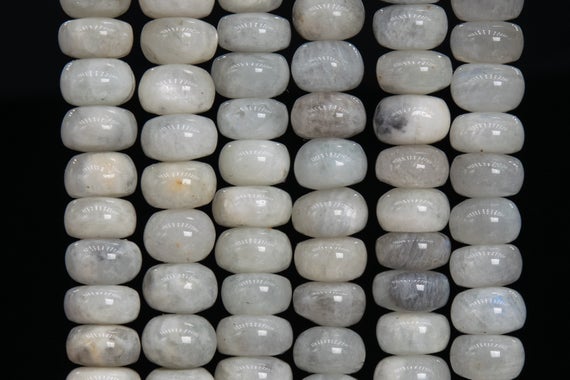 Genuine Natural Moonstone Gemstone Beads India 8x4-5mm Light Gray Rondelle A Quality Loose Beads (112264)
