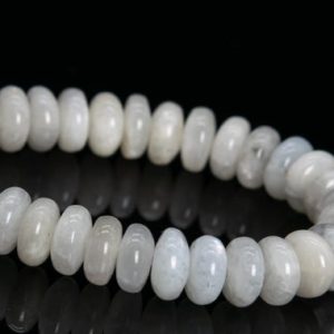 Shop Moonstone Rondelle Beads! 7-8×3-4MM Light Gray Moonstone Beads India Grade A Genuine Natural Gemstone Half Strand Rondelle Beads 7" Bulk Lot Options (112263h-3491) | Natural genuine rondelle Moonstone beads for beading and jewelry making.  #jewelry #beads #beadedjewelry #diyjewelry #jewelrymaking #beadstore #beading #affiliate #ad