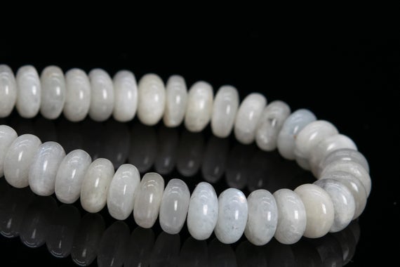 7-8x3-4mm Light Gray Moonstone Beads India Grade A Genuine Natural Gemstone Half Strand Rondelle Beads 7" Bulk Lot Options (112263h-3491)