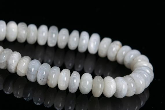 7-8x3-5mm Light Gray Moonstone Beads India Grade A Genuine Natural Gemstone Half Strand Rondelle Loose Beads 7" (112261h-3491)