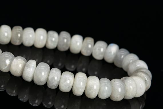 9x3-5mm Light Gray Moonstone Beads India Grade A Genuine Natural Gemstone Half Strand Rondelle Loose Beads 7" (112267h-3492)