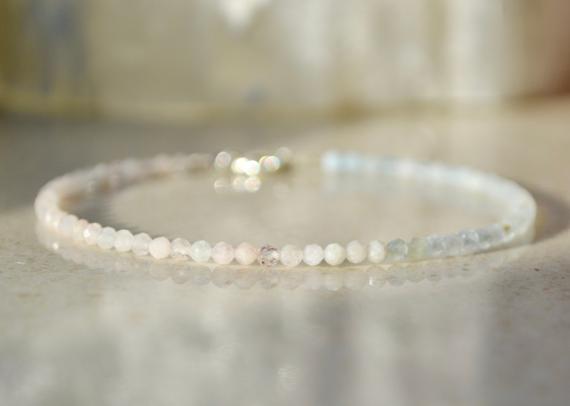 Morganite Bracelet, Bracelet Femme - Delicate Ombre Bracelet With Sterling Silver, Gemstone Beaded Bracelet -  Mothers Day Gift