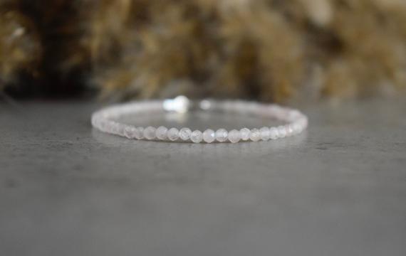 Pink Morganite Bracelet - Genuine Morganite Jewelry, Bracelet Femme, Gentle Pink Gemstone Bracelet, 3mm Bead Heart Chakra Bracelet