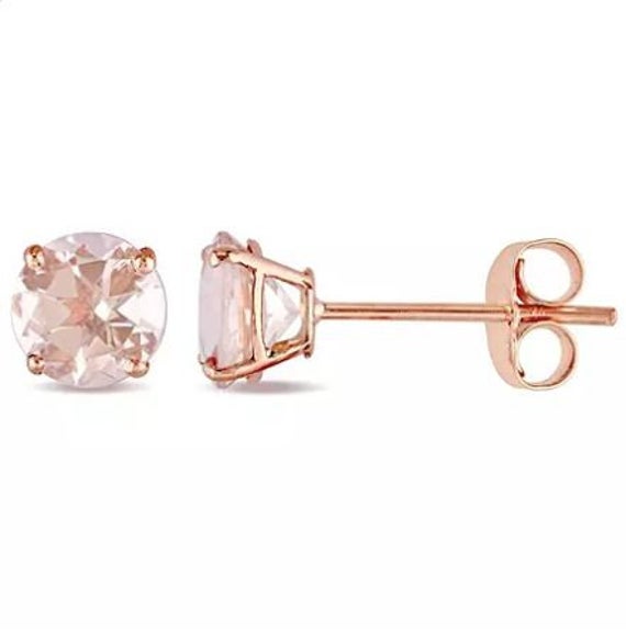 Natural Morganite Stud Earring, Minimalist Earring, Rose Gold Earring, Anniversary Gift, Birthday Gift, Morganite Jewelry