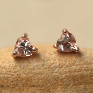 Shop Morganite Earrings! Tiny Heart Morganite Studs 4mm Genuine Natural Gems and Push Back Post, Lifetime Care Plan Included, Genuine Gems and Diamonds LS6374 | Natural genuine Morganite earrings. Buy crystal jewelry, handmade handcrafted artisan jewelry for women.  Unique handmade gift ideas. #jewelry #beadedearrings #beadedjewelry #gift #shopping #handmadejewelry #fashion #style #product #earrings #affiliate #ad