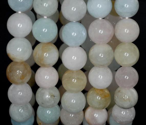 Sale !!! 12mm Beryl Morganite, Aquamarine, Heliodor Gemstone Grade A Pink Multicolor Round Loose Beads 8 Inch Half Strand (90183654-372)