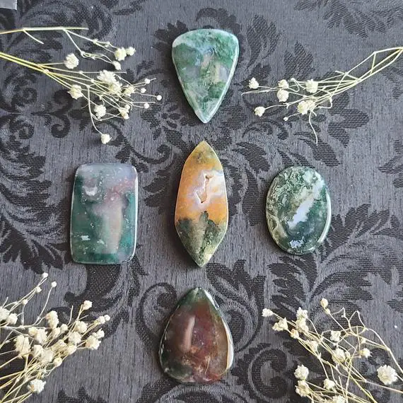 Scenic Moss Agate Cabochon, Choose Your Small Gemstone Crystal Cab For Jewelry Making, Wire Wrapping, Or Crystal Grids