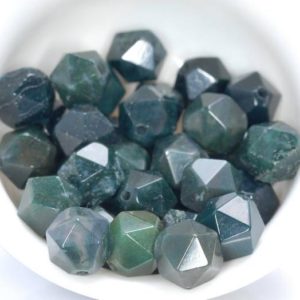 Shop Moss Agate Faceted Beads! 10MM Green Moss Agate Beads Star Cut Faceted Grade AAA Genuine Natural Gemstone Loose Beads 14.5" LOT 1,3,5,10 and 50 (80005157-M16) | Natural genuine faceted Moss Agate beads for beading and jewelry making.  #jewelry #beads #beadedjewelry #diyjewelry #jewelrymaking #beadstore #beading #affiliate #ad