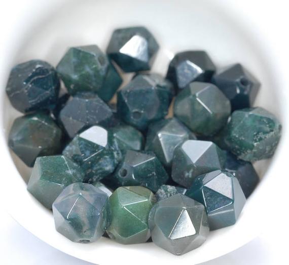 10mm Green Moss Agate Beads Star Cut Faceted Grade Aaa Genuine Natural Gemstone Loose Beads 14.5" Lot 1,3,5,10 And 50 (80005157-m16)
