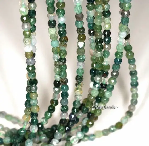 2mm Moss Agate Gemstone Green Micro Faceted Round 2mm Loose Beads 16 Inch Full Strand (90148188-170-e)