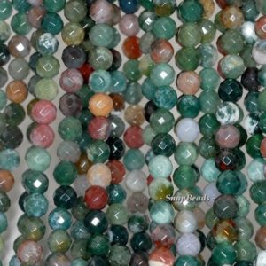 Shop Moss Agate Faceted Beads! 4mm Moss Agate Gemstone Faceted Round 4mm Loose Beads 15 inch Full Strand (90189150-90) | Natural genuine faceted Moss Agate beads for beading and jewelry making.  #jewelry #beads #beadedjewelry #diyjewelry #jewelrymaking #beadstore #beading #affiliate #ad