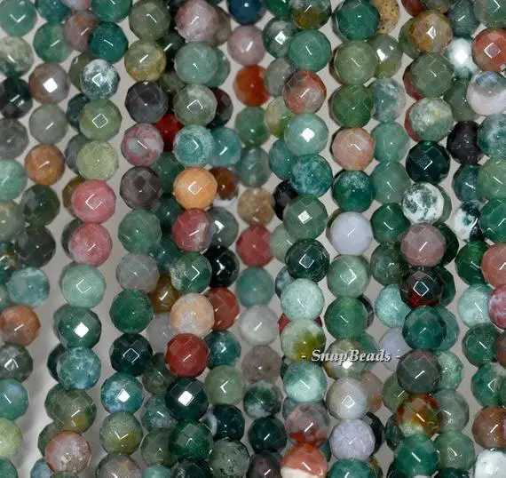 4mm Moss Agate Gemstone Faceted Round 4mm Loose Beads 15 Inch Full Strand (90189150-90)