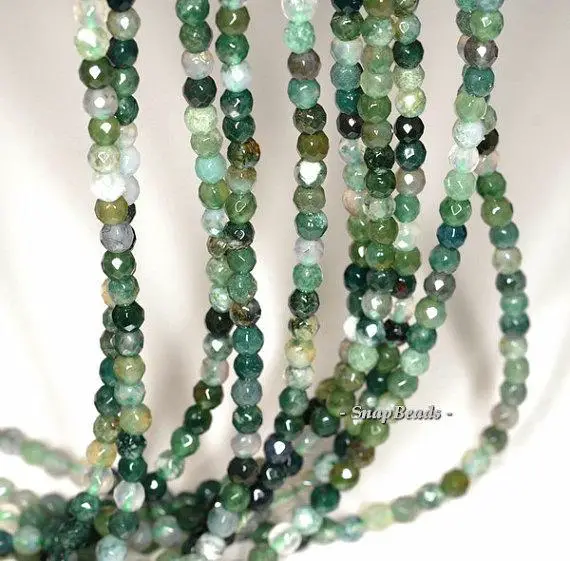 3mm Moss Agate Gemstone Green Round Micro Faceted 3mm Loose Beads 16 Inch Full Strand Lot 1,2,6,12 And 50 (90148184-170-e)