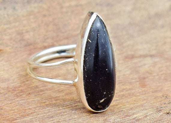 Natural Shungite Gemstone Ring, Beautiful Shungite Ring, 925 Sterling Silver Ring, Amazing Shungite Handmade Silver Ring, Gift For Her