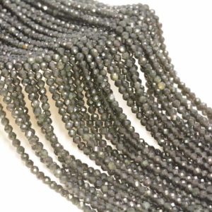 Shop Obsidian Faceted Beads! 3MM Black Obsidian Gemstone Micro Faceted Round Grade Aaa Beads 15inch BULK LOT 1,6,12,24 and 48 (80010159-A195) | Natural genuine faceted Obsidian beads for beading and jewelry making.  #jewelry #beads #beadedjewelry #diyjewelry #jewelrymaking #beadstore #beading #affiliate #ad