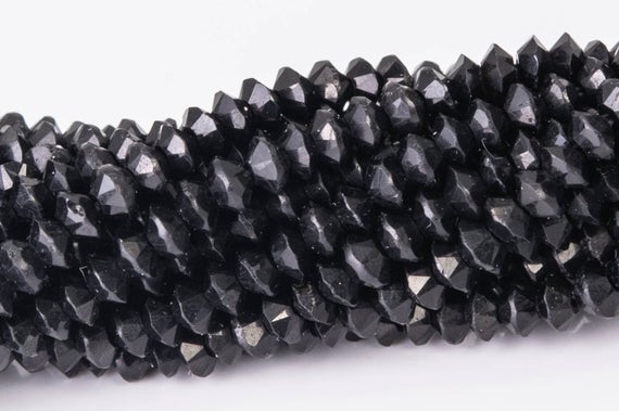 3x2mm Black Obsidian Beads Grade A Genuine Natural Gemstone Full Strand Faceted Rondelle Loose Beads 15" Bulk Lot Options (111778-3407)