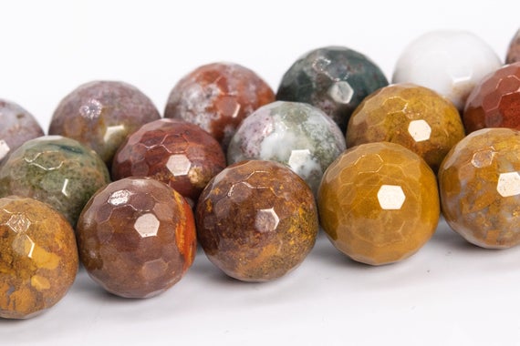 10mm Multicolor Ocean Jasper Beads Grade Aaa Genuine Natural Gemstone Micro Faceted Round Loose Beads 15" / 7.5" Bulk Lot Options (112207)