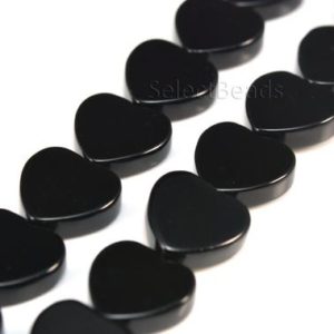 black onyx heart –  natural stone heart beads – black gemstone beads – black onyx beads wholesale – heart shaped beads – 10-12mm – 15 inch | Natural genuine beads Gemstone beads for beading and jewelry making.  #jewelry #beads #beadedjewelry #diyjewelry #jewelrymaking #beadstore #beading #affiliate #ad