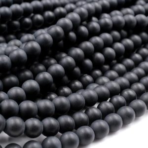 Shop Onyx Round Beads! Matte Black Onyx Round Beads 3mm 4mm 6mm 8mm 10mm 12mm 15.5" Strand | Natural genuine round Onyx beads for beading and jewelry making.  #jewelry #beads #beadedjewelry #diyjewelry #jewelrymaking #beadstore #beading #affiliate #ad