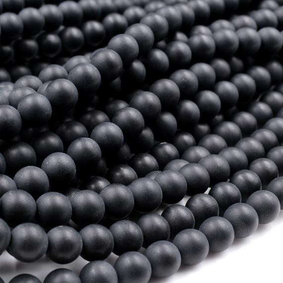 Matte Black Onyx Round Beads 3mm 4mm 6mm 8mm 10mm 12mm 15.5" Strand