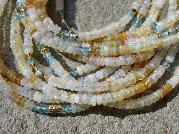 Ethiopian Opal Bracelet, Multi Strand Opal Jewelry, Multi Color Gemstone Bracelet