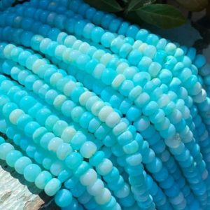 Shop Opal Beads! Amazing glowy Minty Aqua Opal Blue rondelle beads spacer unique beads 7mm approx handcut rustic beads | Natural genuine beads Opal beads for beading and jewelry making.  #jewelry #beads #beadedjewelry #diyjewelry #jewelrymaking #beadstore #beading #affiliate #ad