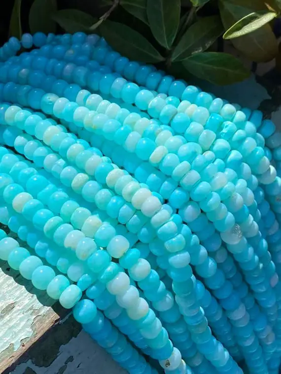 Amazing Glowy Minty Aqua Opal Blue Rondelle Beads Spacer Unique Beads 5-6mm Approx Handcut Rustic Beads