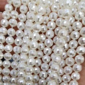 Shop Pearl Faceted Beads! White Faceted South Sea Shell Pearl  Round Beads,6mm/8mm/10mm/12mm South Sea Pearl Beads Wholesale Supply,15 inches one starand | Natural genuine faceted Pearl beads for beading and jewelry making.  #jewelry #beads #beadedjewelry #diyjewelry #jewelrymaking #beadstore #beading #affiliate #ad