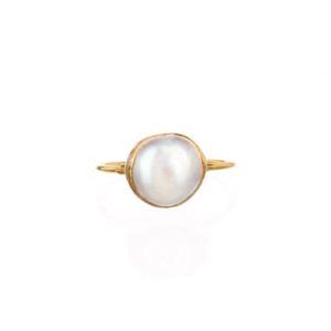 Large Raw White Pearl Ring for Women, Gold Ring, June Birthstone, Delicate Stack Ring, Dainty Ring, Minimalist Ring, Pearl Engagement Ring | Natural genuine Gemstone rings, simple unique alternative gemstone engagement rings. #rings #jewelry #bridal #wedding #jewelryaccessories #engagementrings #weddingideas #affiliate #ad