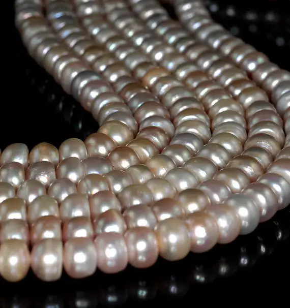 8x6mm Natural Pearl Gemstone Golden White Grade A Rondelle Loose Beads 14.5 Inch Full Strand (90190768-b82)