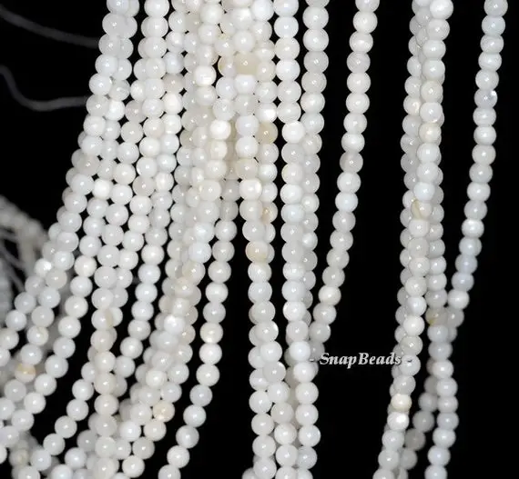 3mm Ivory Pearl Shell Gemstone Grade A Ivory White Round Loose Beads 16 Inch Full Strand (90113619-107 - 3mm D)