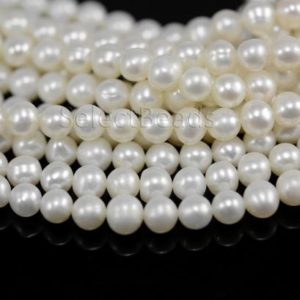 Shop Round Gemstone Beads! small freshwater pearls – white freshwater pearls – genuine freshwater pearls – freshwater potato – near round pearl -5-6mm-15inch | Natural genuine round Gemstone beads for beading and jewelry making.  #jewelry #beads #beadedjewelry #diyjewelry #jewelrymaking #beadstore #beading #affiliate #ad