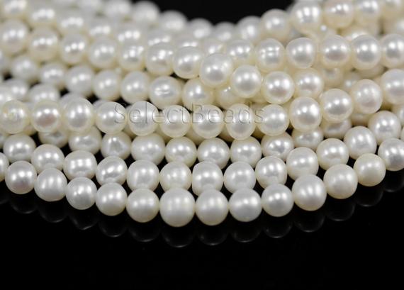 Small Freshwater Pearls - White Freshwater Pearls - Genuine Freshwater Pearls - Freshwater Potato - Near Round Pearl -5-6mm-15inch