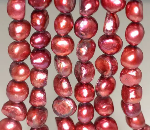 Titanium Pearl Gemstone Grade A Red Potato Round 10x9mm Loose Beads 7 Inch Half Strand (90190834-b83)