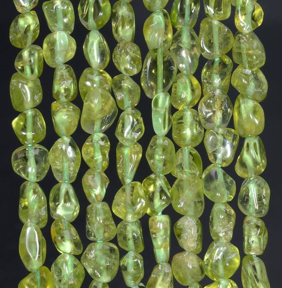 10x6-6x5mm  Peridot Gemstone Grade A Pebble Chip Loose Beads 15.5 Inch  (80004142-b111)