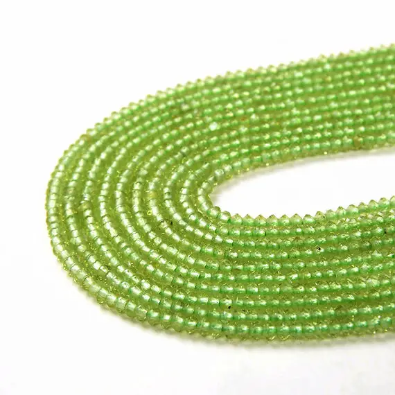 2x1mm Genuine Peridot Gemstone Grade Aaa Bicone Faceted Rondelle Saucer Loose Beads (p1)