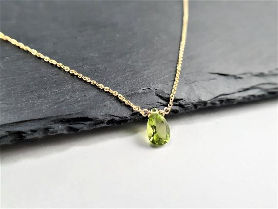 Genuine Peridot Necklace, August Birthstone / Handmade Jewelry / Peridot Necklace Gold, Silver Necklace, Necklaces For Women, Dainty Minimal
